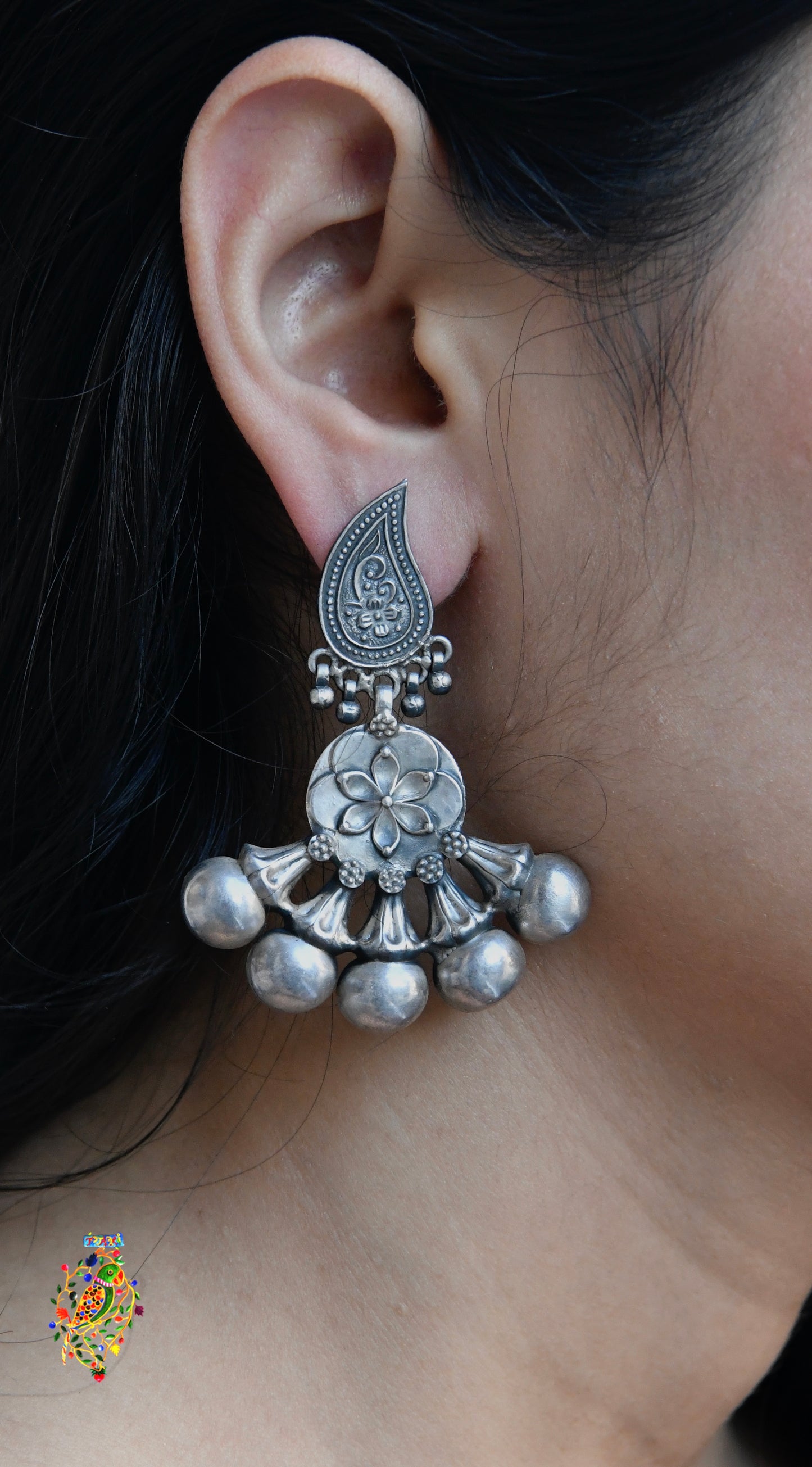 Hibiscus Buds Silver Earrings