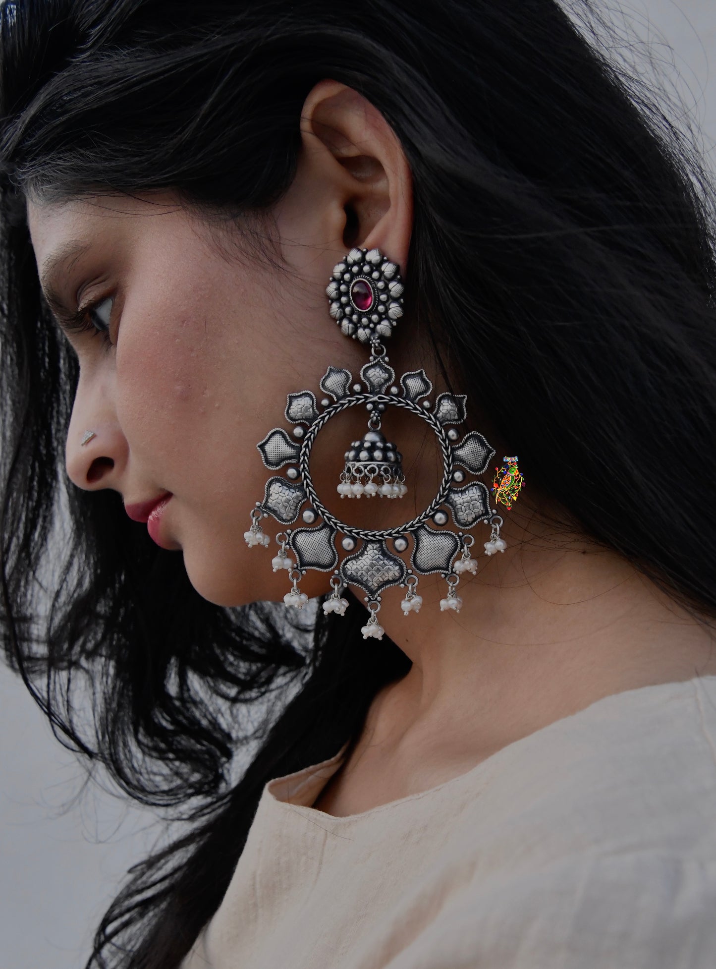 Hibiscus Series Festive Silver Earrings