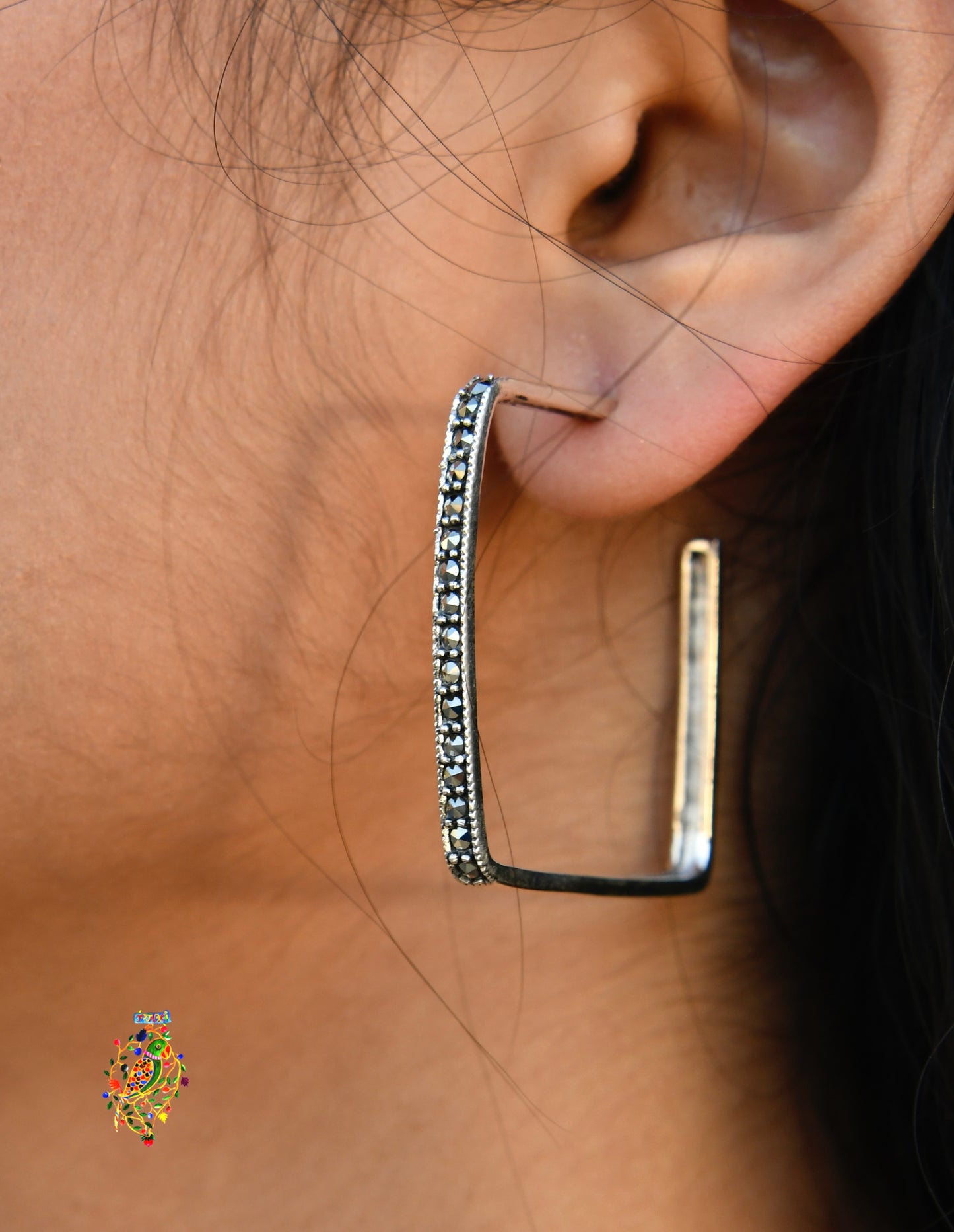 Square Marcasite Hoops