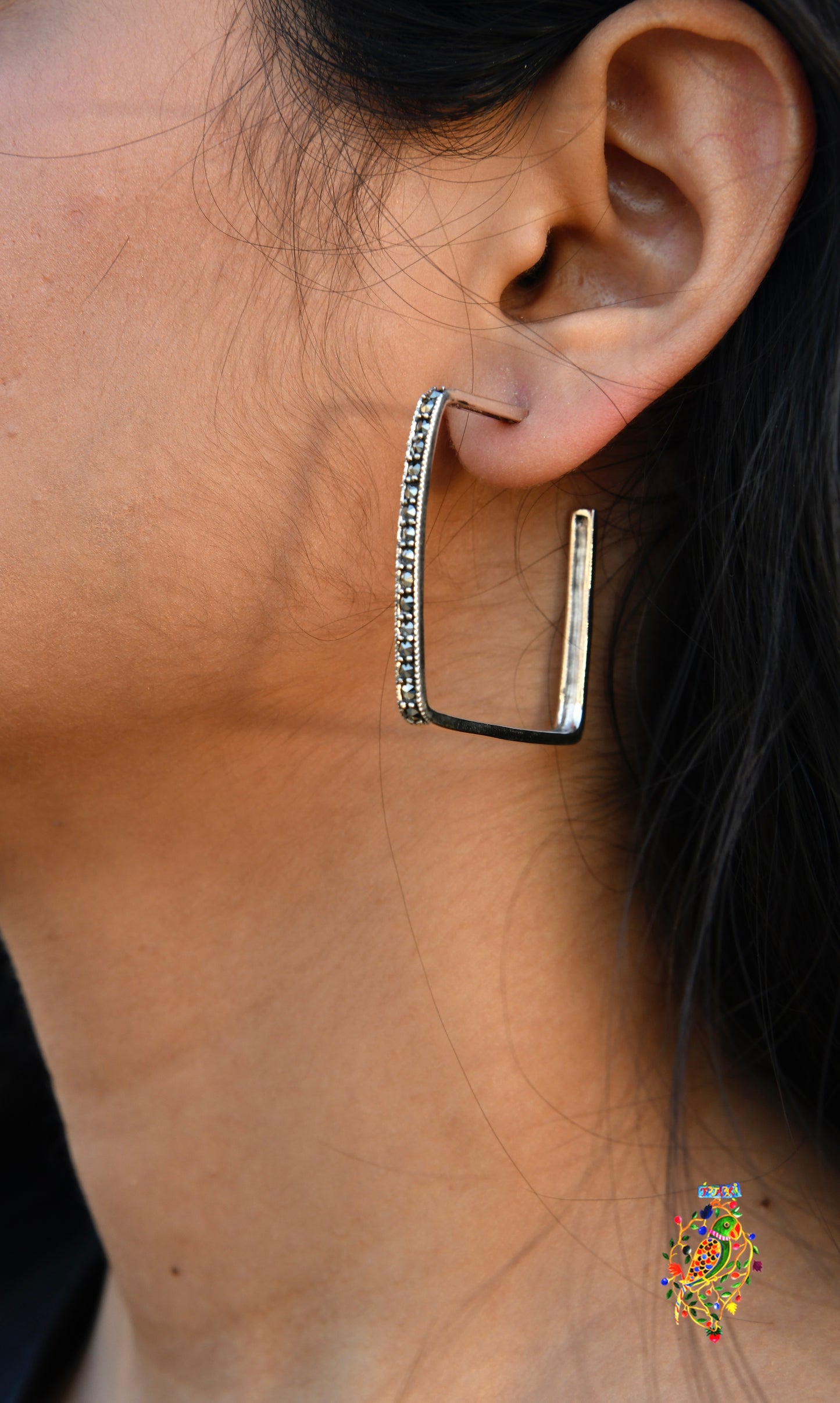 Square Marcasite Hoops