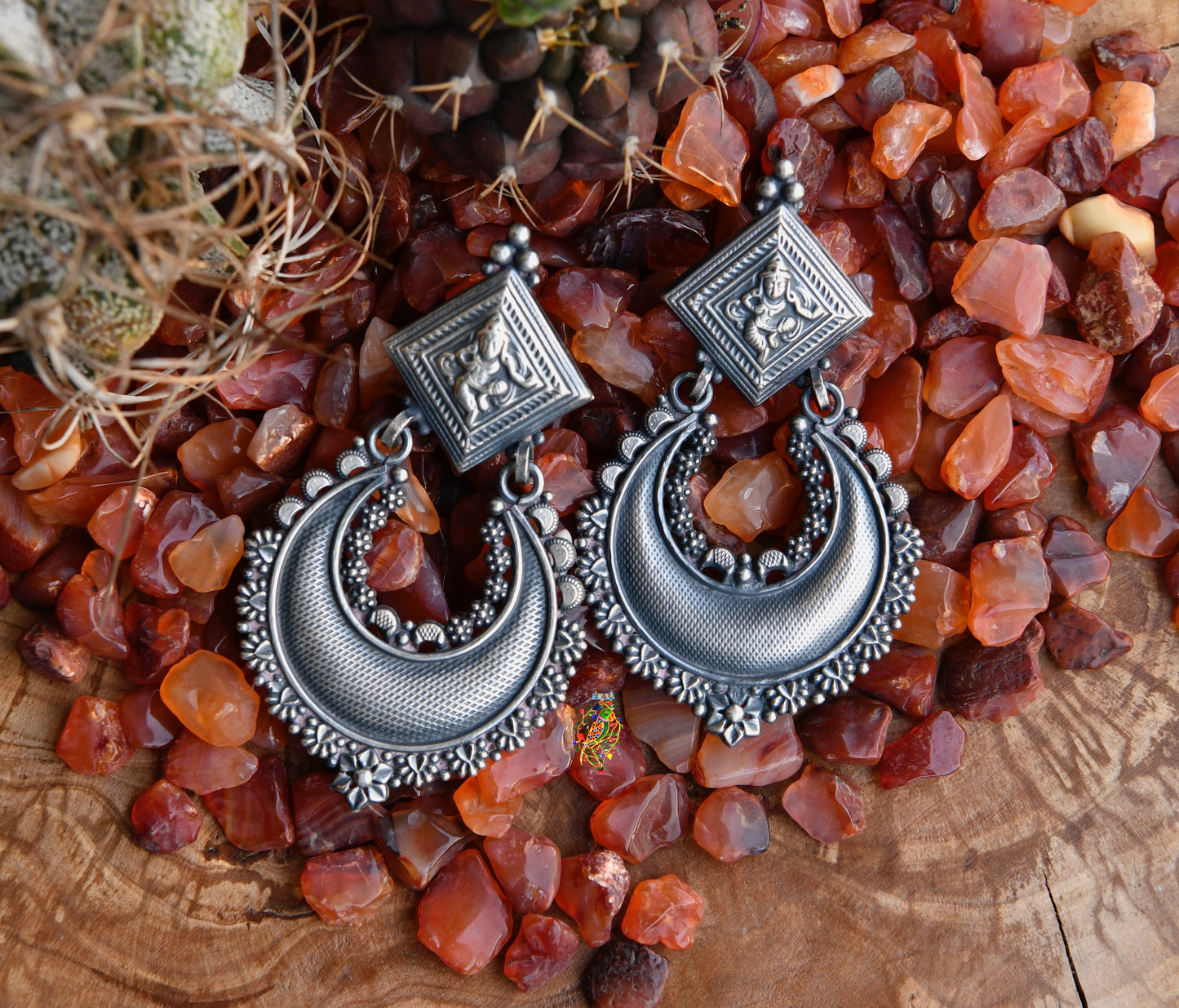 Temple Devi Silver Chaand Bali