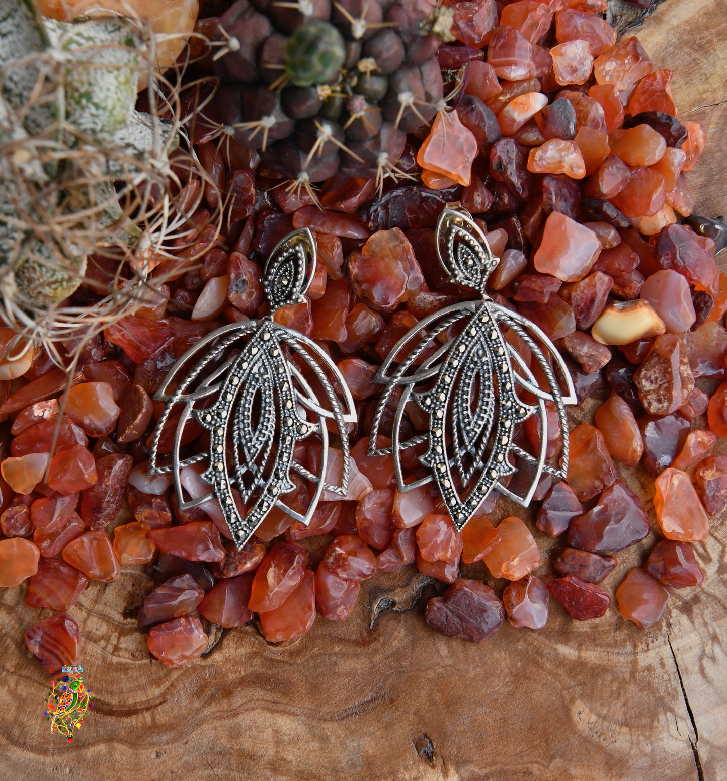 Marcasite Lotus Earrings