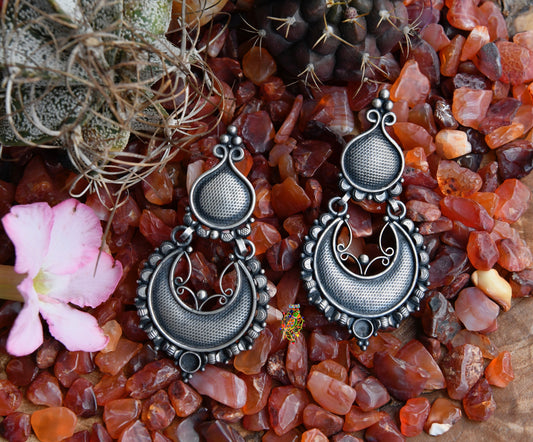Temple Silver Chaand Bali Danglers
