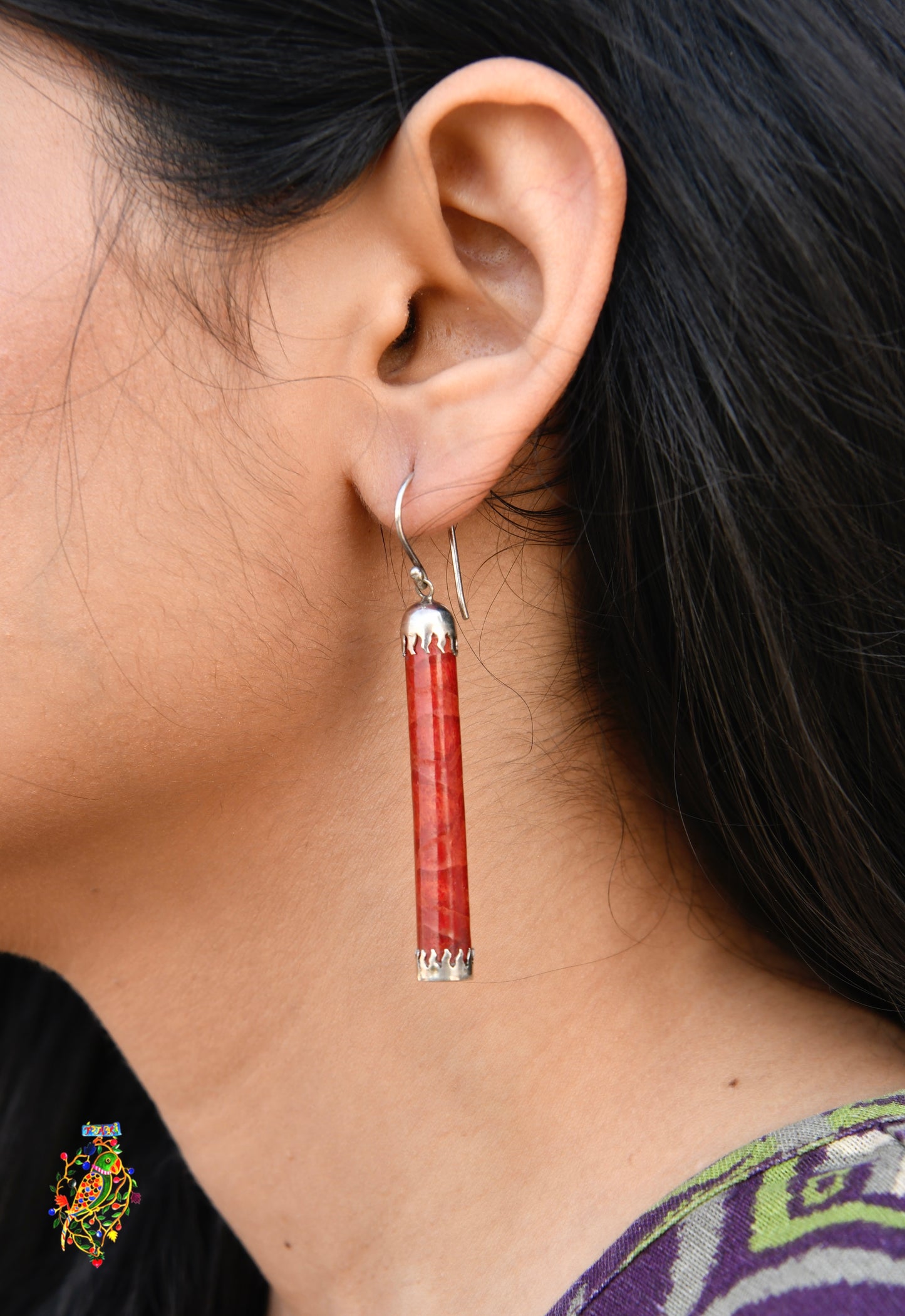 Coral Cylinder Earrings