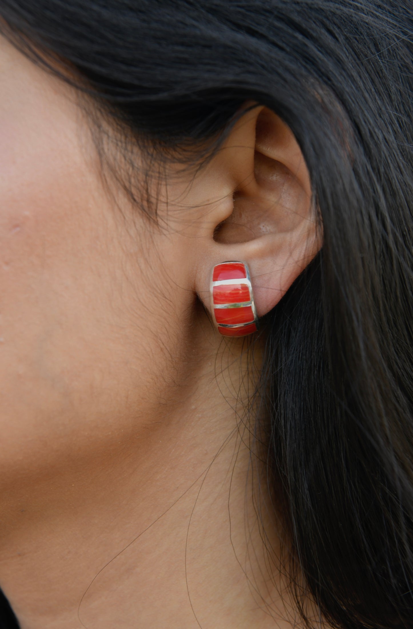 Mother-of-Pearl Small Half Hoops