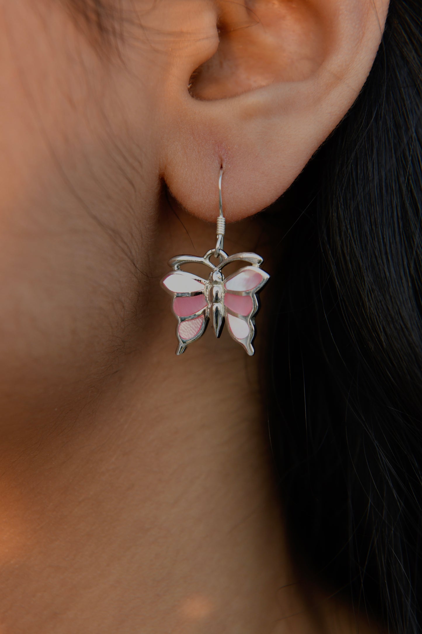 Pink Butterfly Earrings