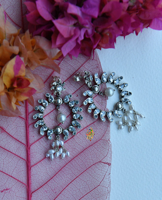 Paisley Zircon Silver Chaand Balis