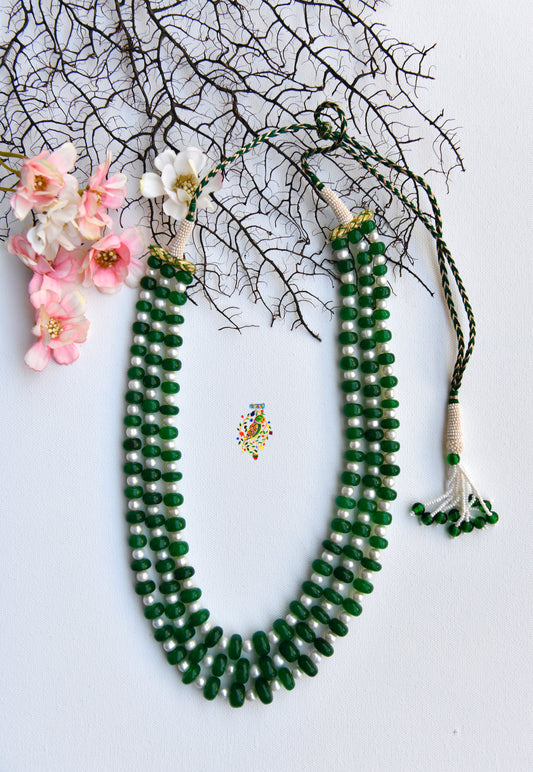 Fresh Foliage Green Onyx And Fresh Water Pearls Necklace