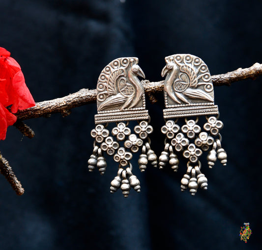 Peacock Silver Earrings