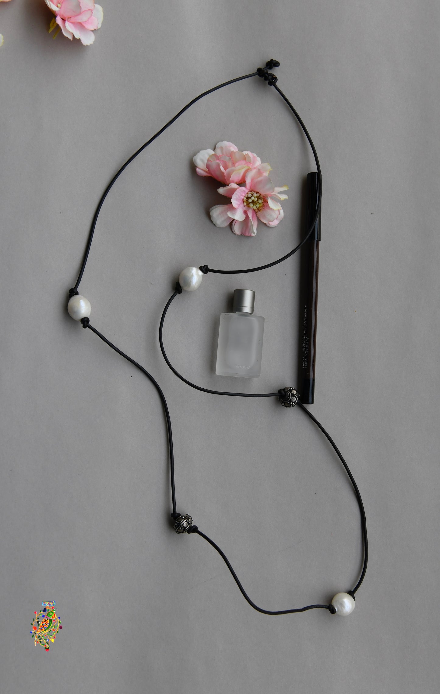 Pearl-in-Leather Long Necklace