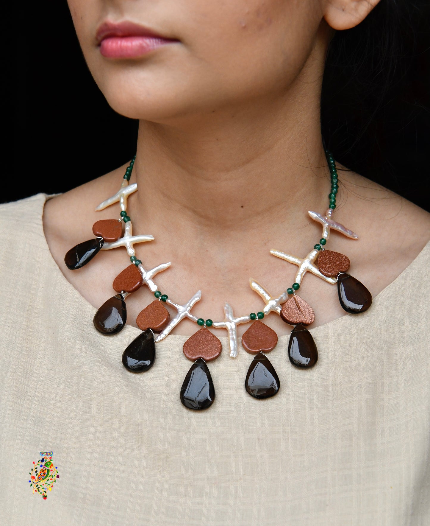 Green Aventurine Sunstone Sunstone And Pearls Necklace