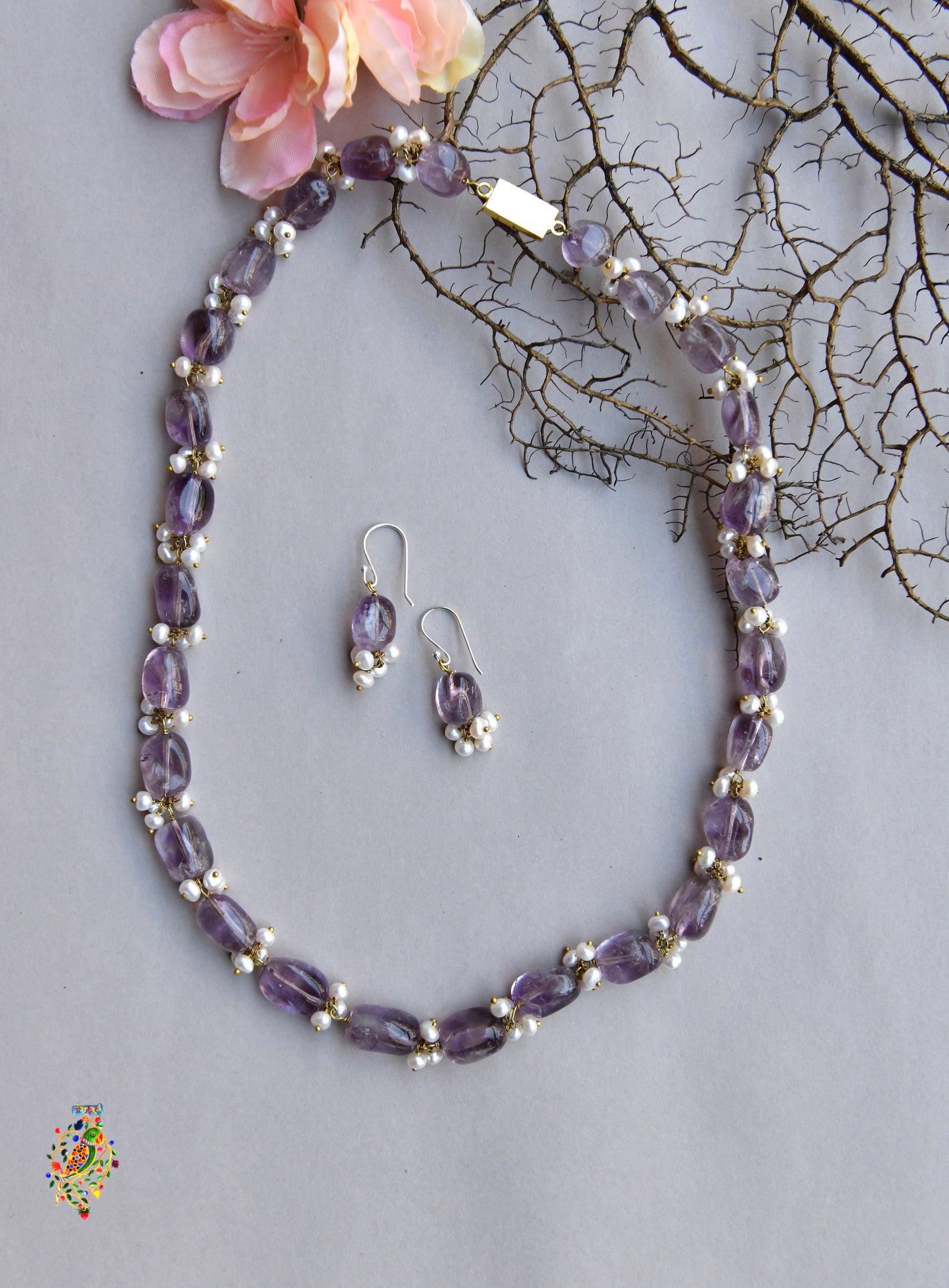 Amethyst Set with Pearl Tassels