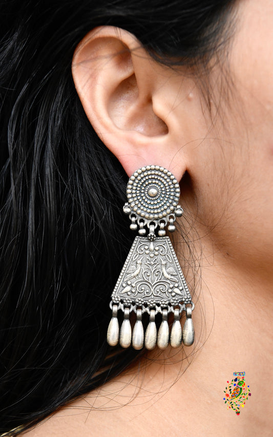 Tribal Hibiscus Silver Earrings