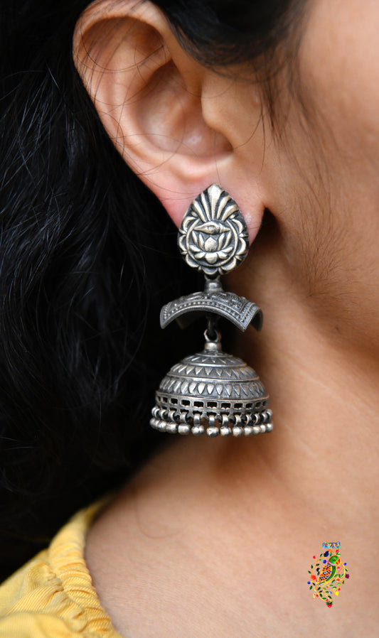 Chattri  Silver Jhumka Earrings