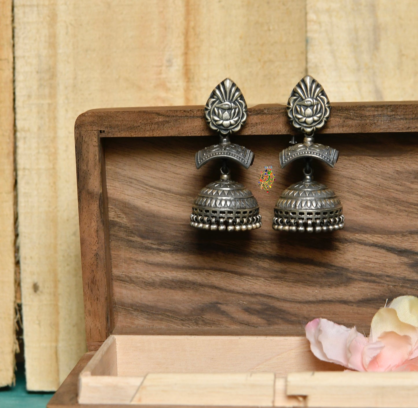Chattri Silver Jhumka Earrings