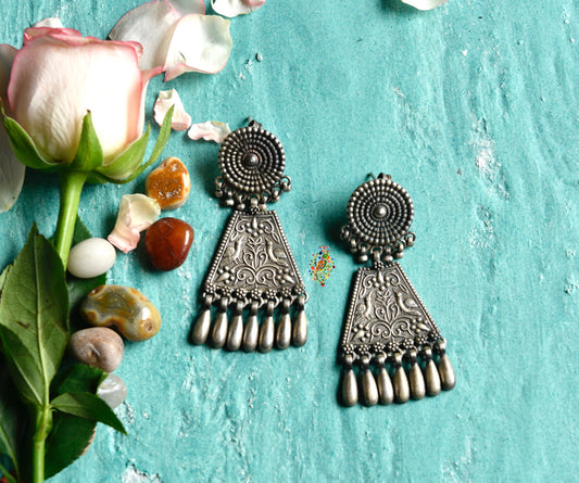 Tribal Hibiscus Silver Earrings