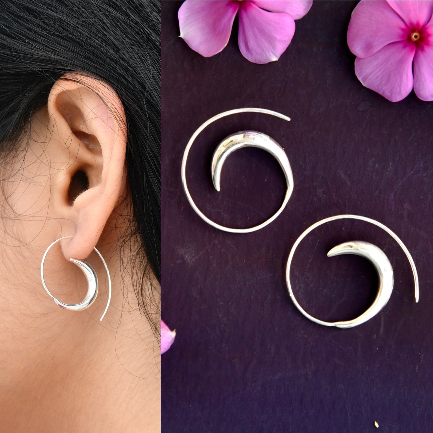 Silver Spiral Hoops (Small)