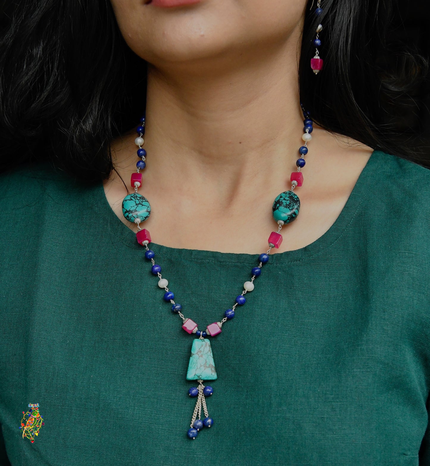 Elegant Multi Stone Silver Set