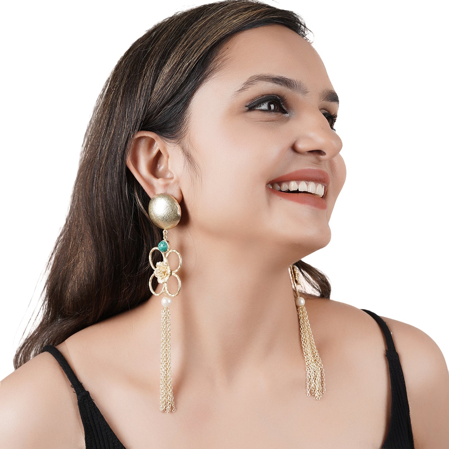 Turquoise Pearl Fall Danglers
