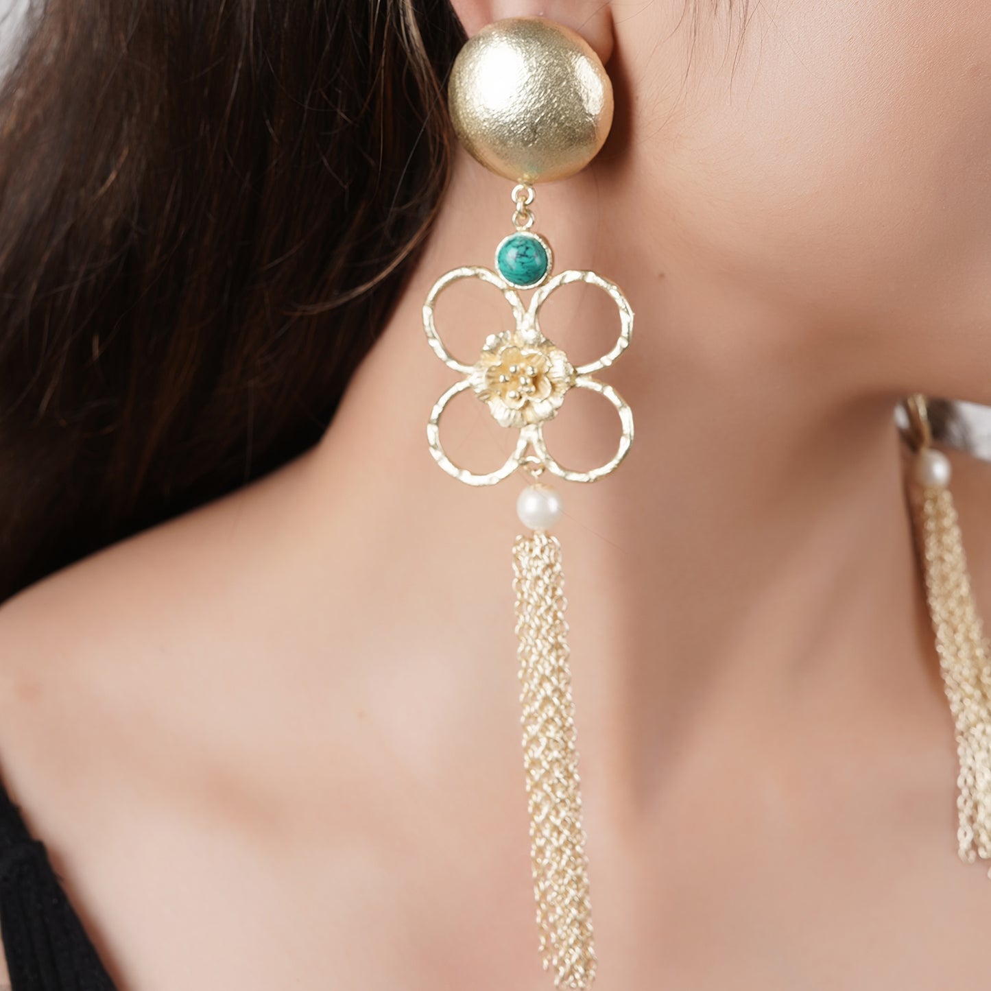Turquoise Pearl Fall Danglers