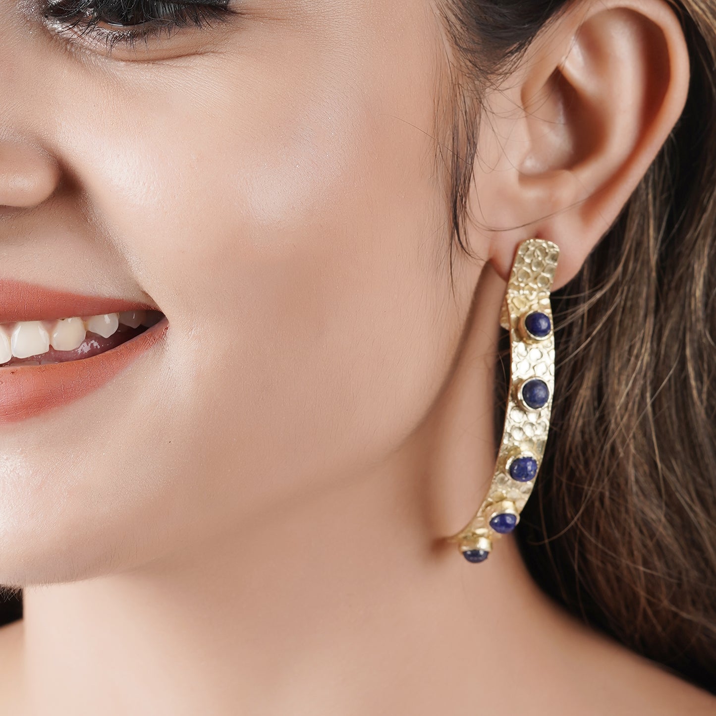 Lapis Lazuli Half Hoops