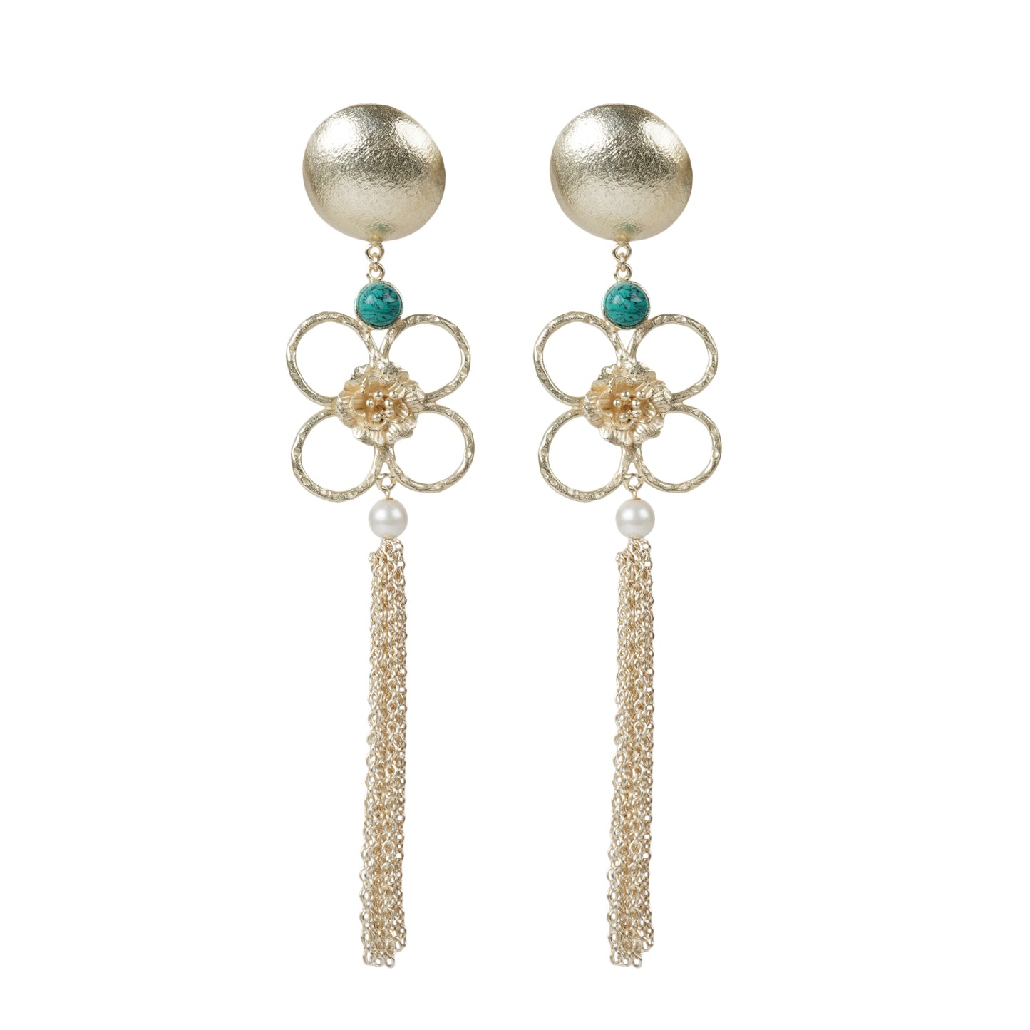 Turquoise Pearl Fall Danglers