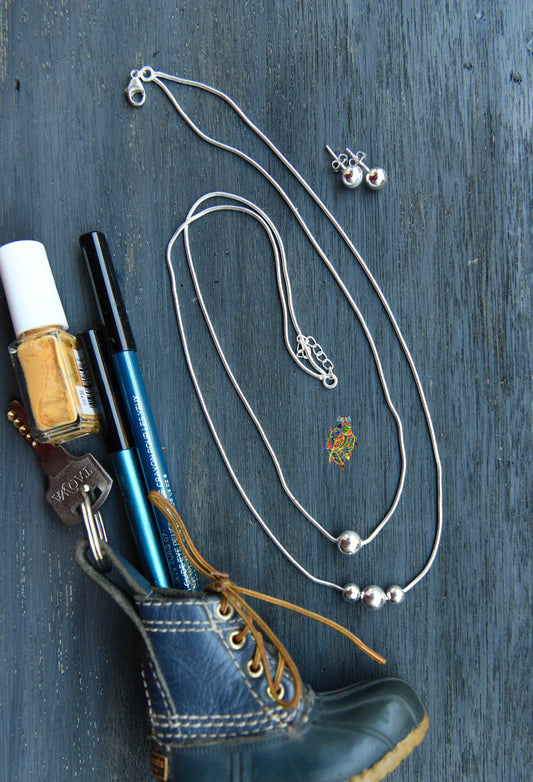 Delicate Twin Ball Chain with Studs