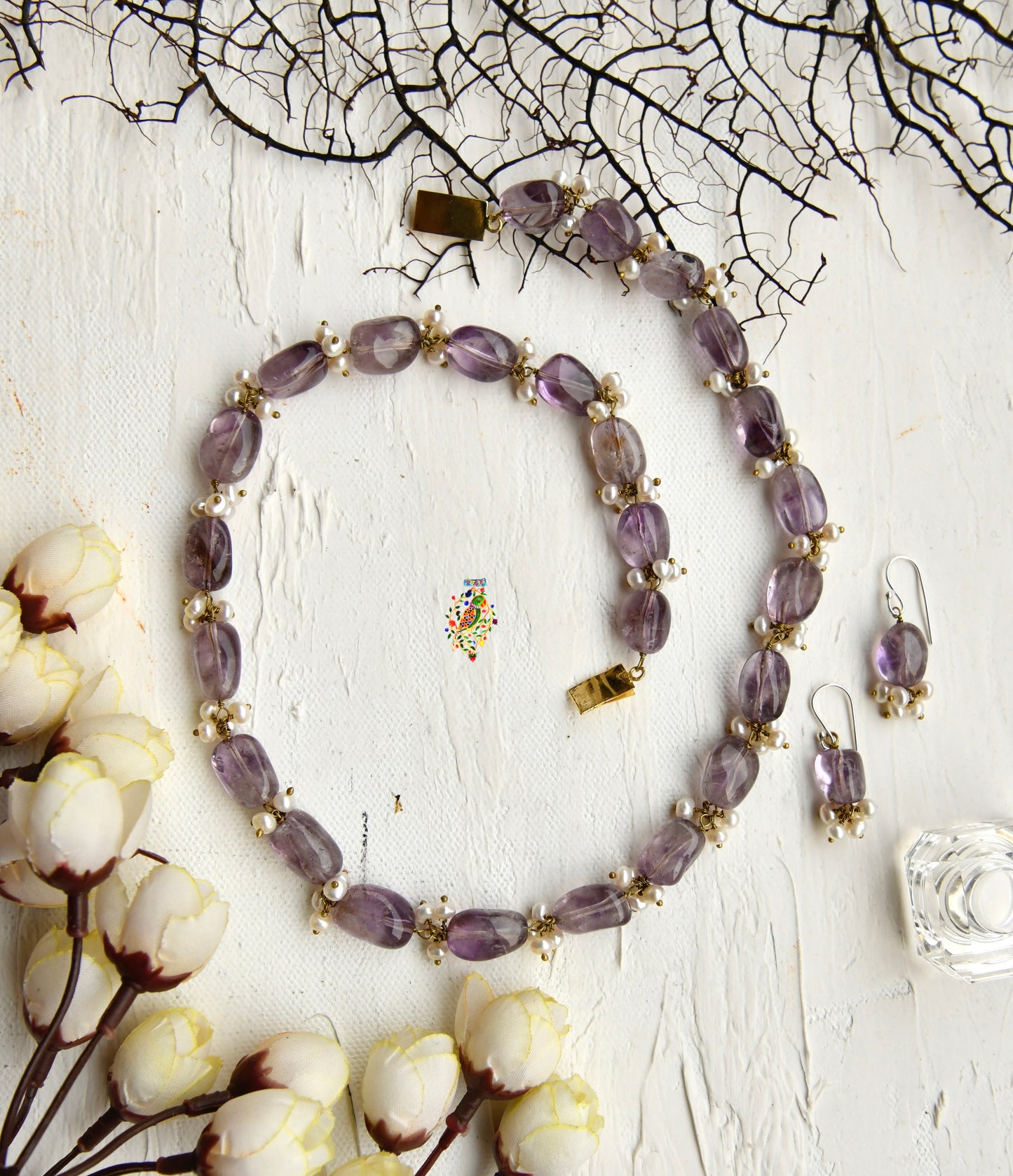 Amethyst Set with Pearl Tassels