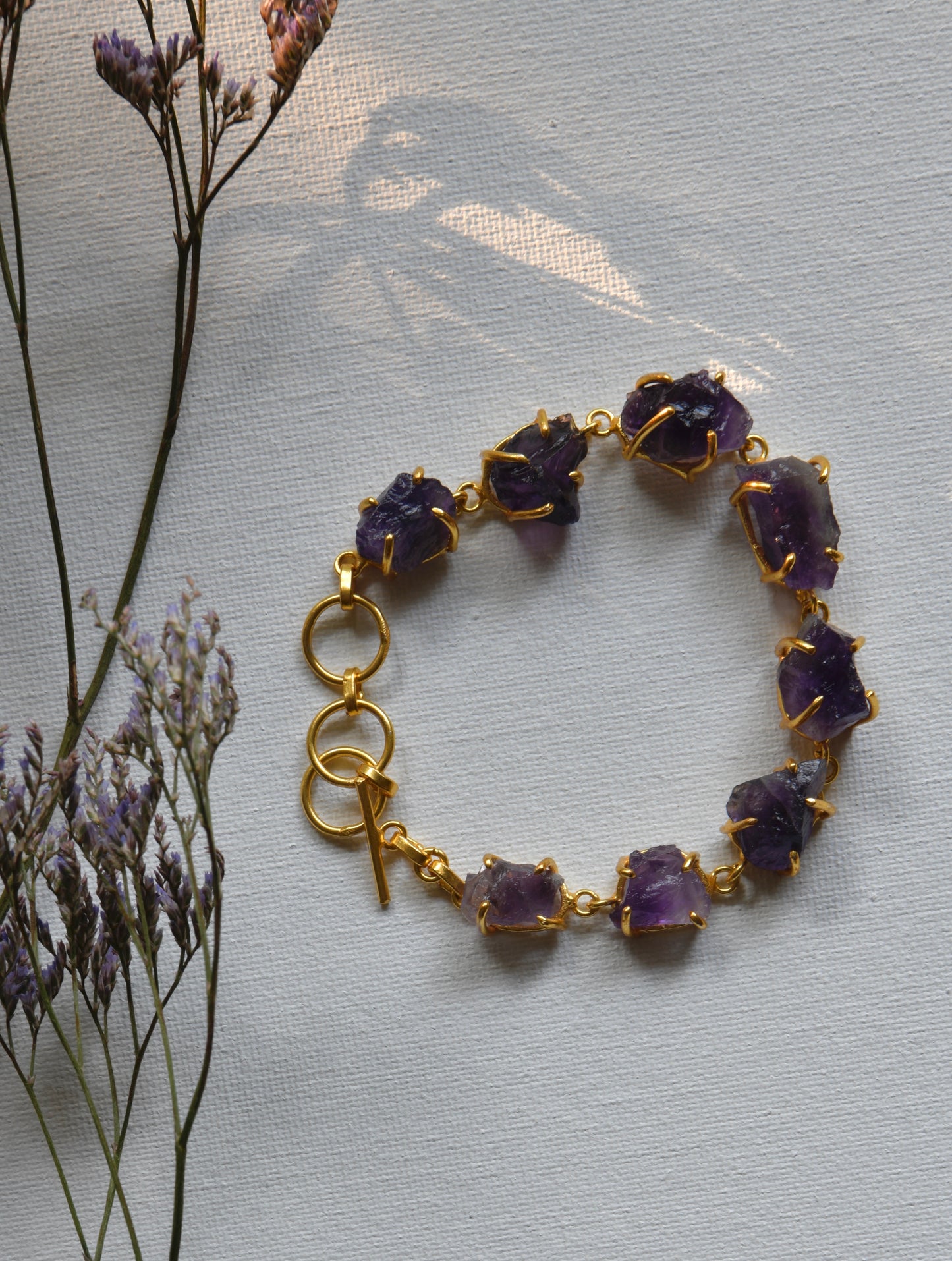 Uncut Amethyst Bracelet