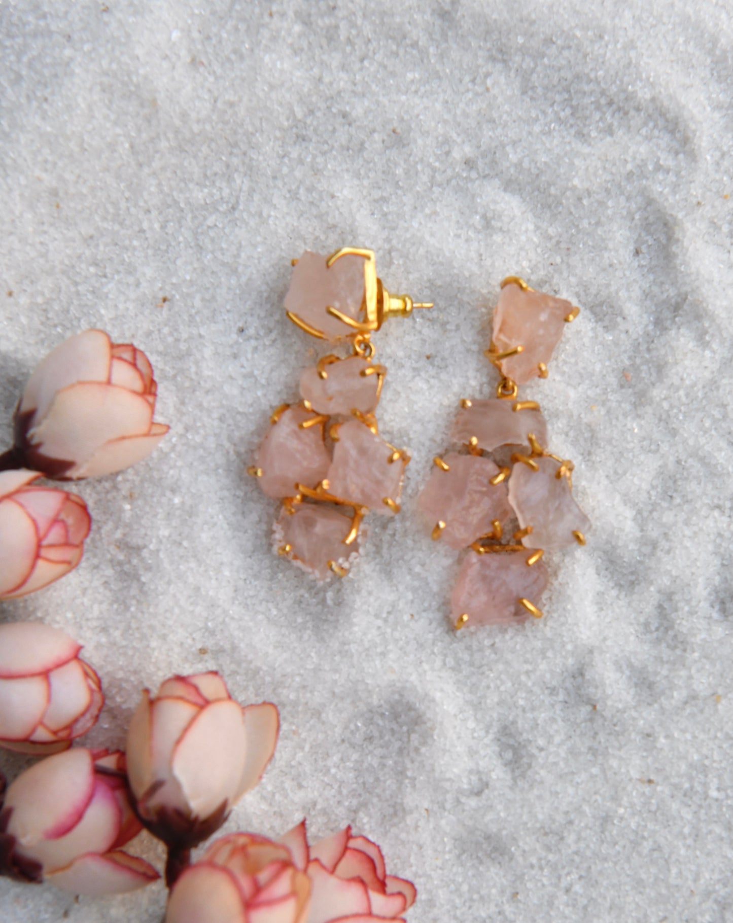 Rose Quartz Danglers (5 stones)