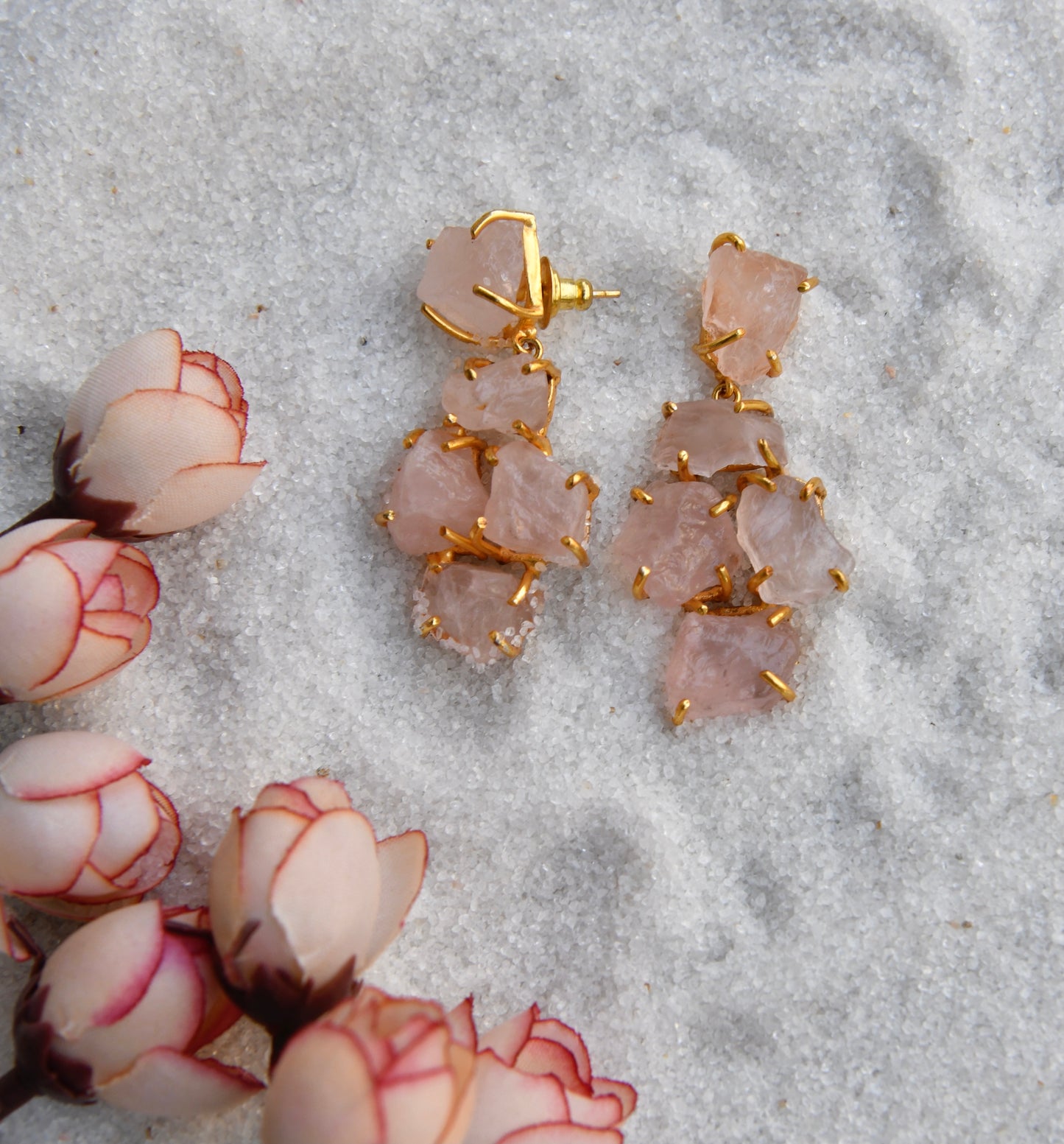 Rose Quartz Danglers (5 stones)