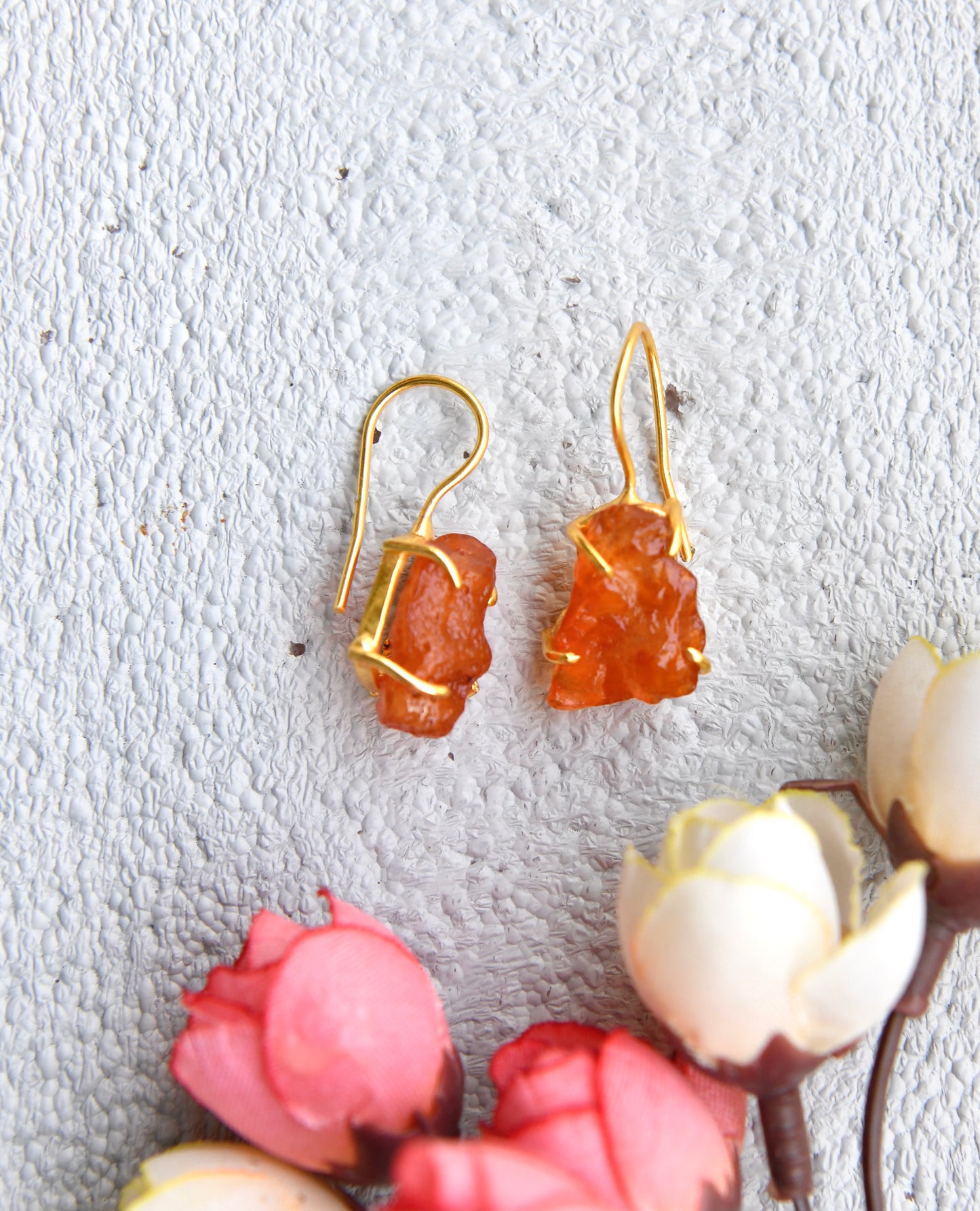 Uncut Carnelian Drop Earrings
