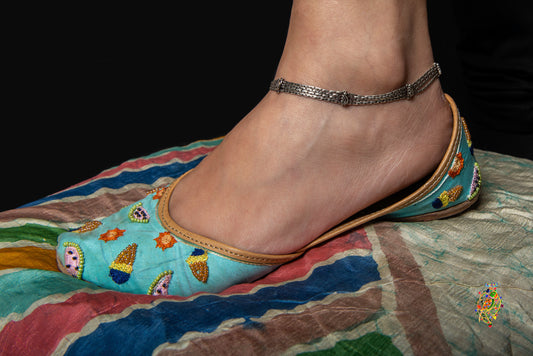 Shankh Silver Anklets