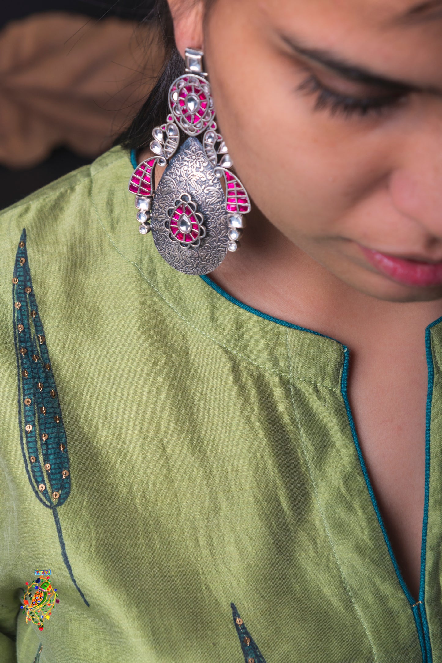 Maharani Silver And Kundan Earrings