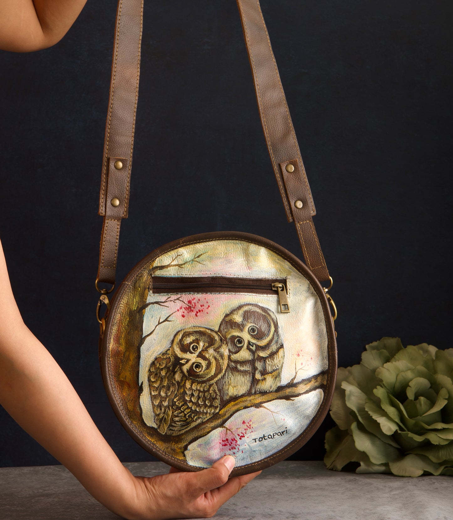 Soulmate Handpainted Rustic Leather Bag