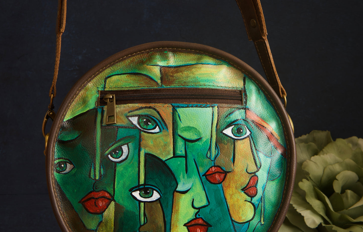 Soul Sisters Handpainted Rustic Leather Bag