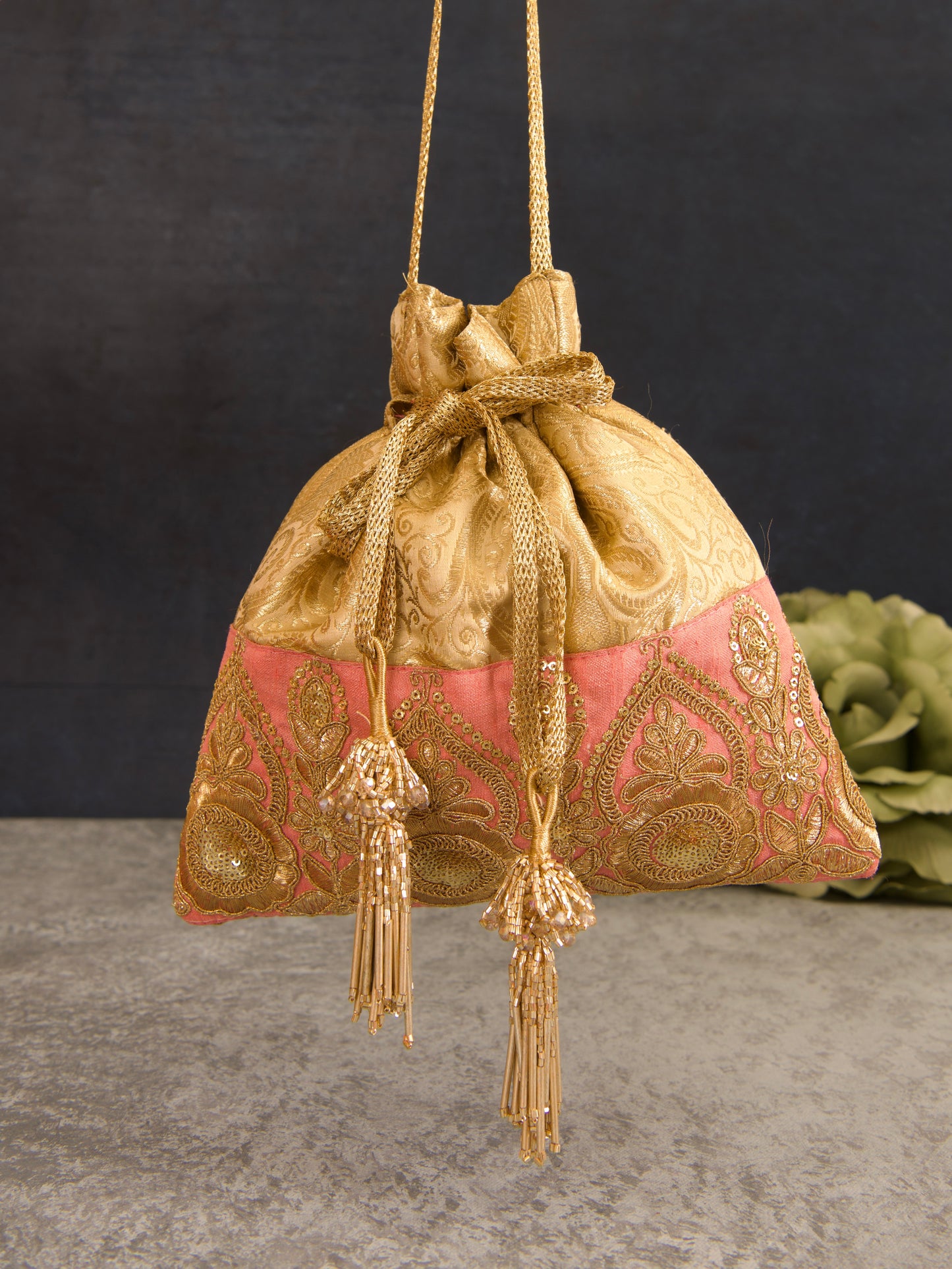 Golden Brocade Luxurious Potli