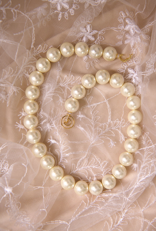 Golden Glow Pearls Necklace (14 mm)