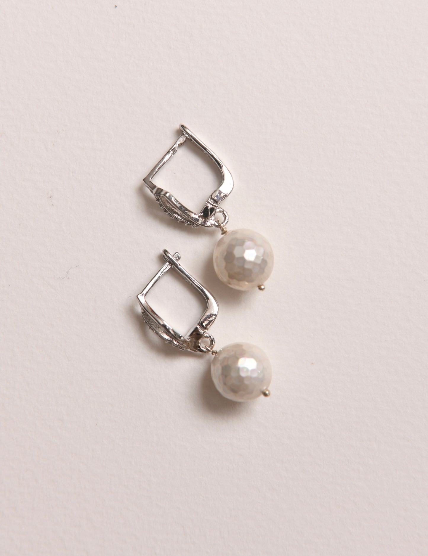 Ivory Faceted Pearl Earrings
