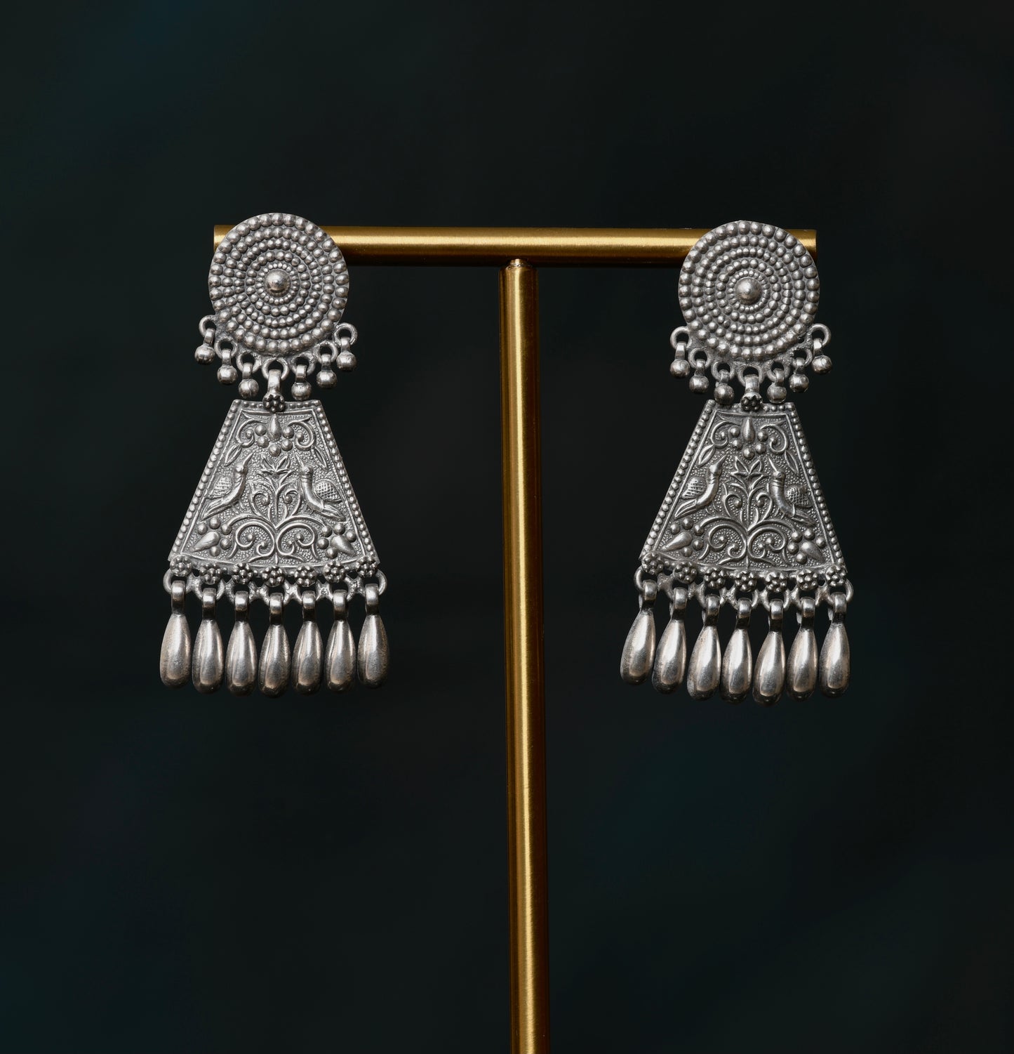 Tribal Hibiscus Silver Earrings