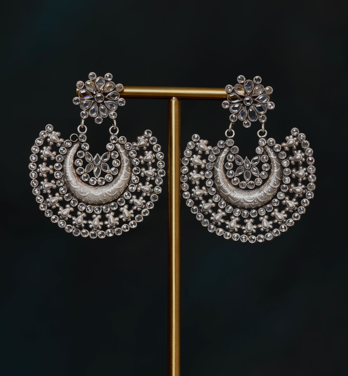 Night Sky Crystal And Silver Earrings