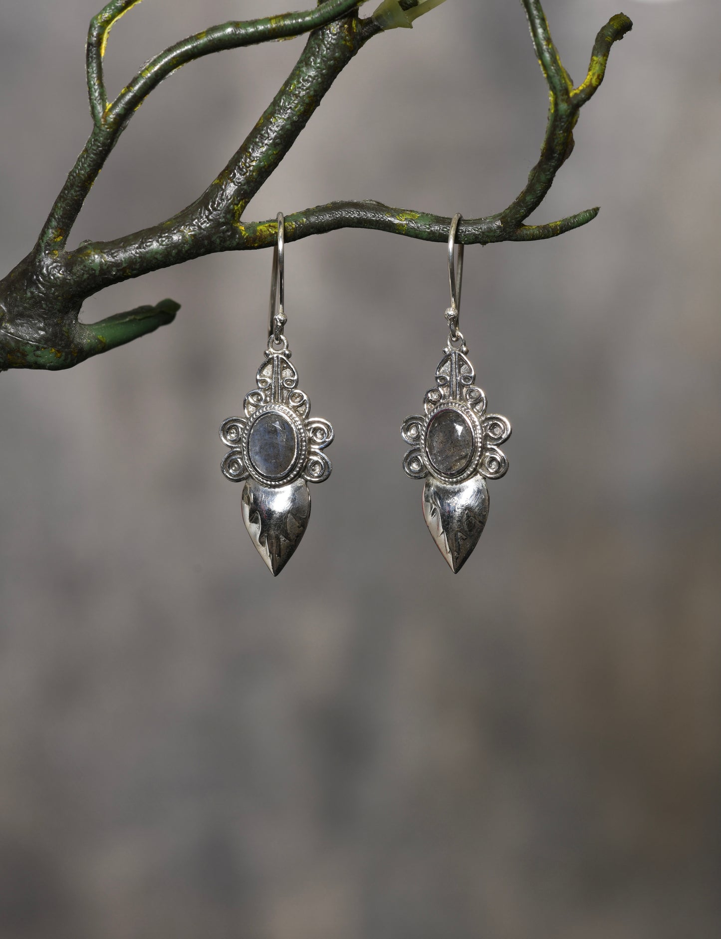 Labradorite Flower Earrings