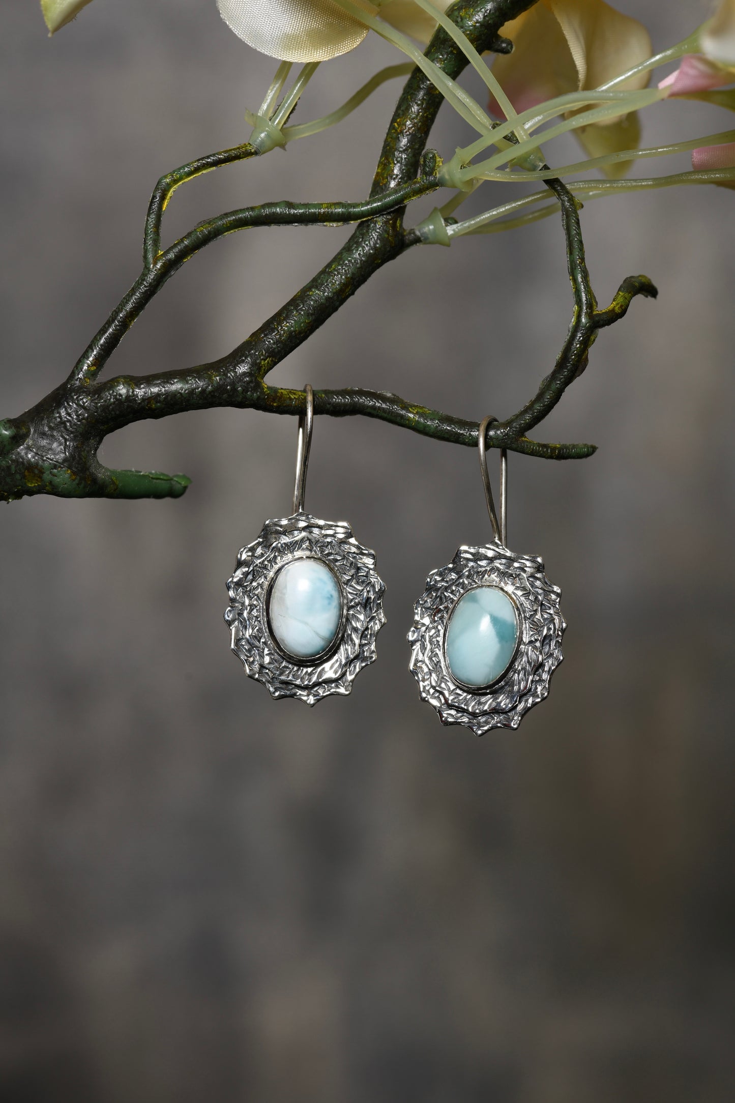 Larimar Petal Earrings