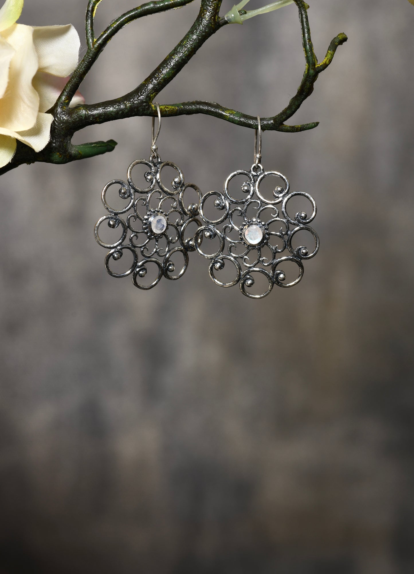 Moonstone Flower Earrings