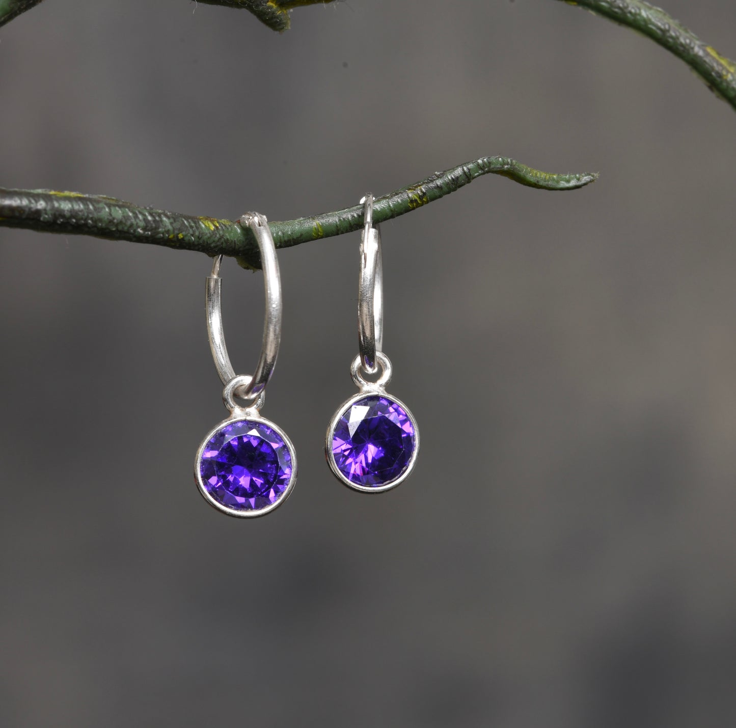 Charm Hoops Amethyst