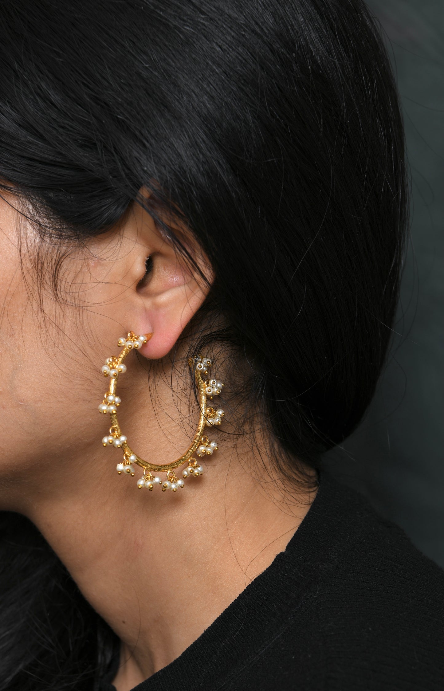 Pearl Raindrop Hoops