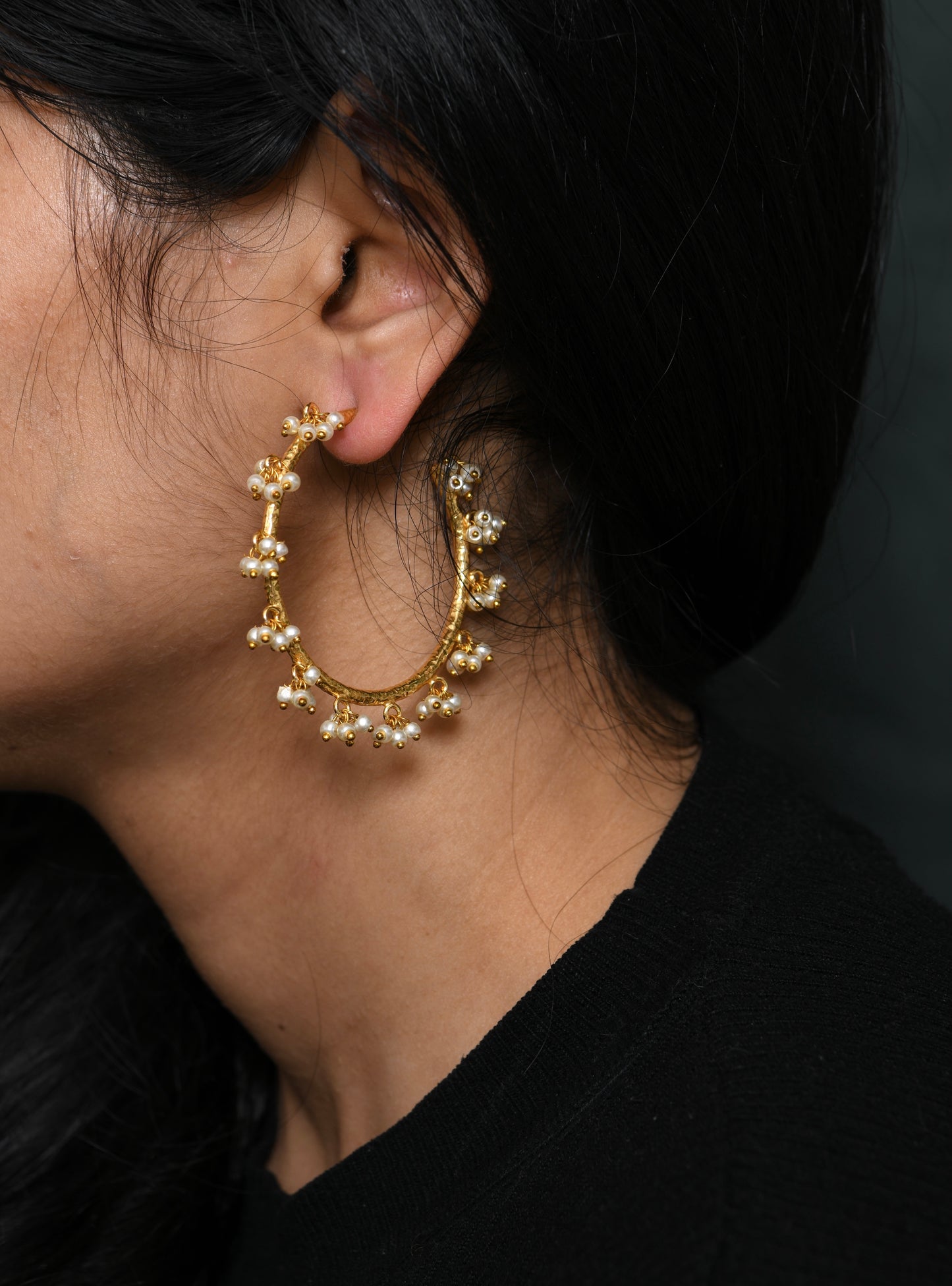 Pearl Raindrop Hoops