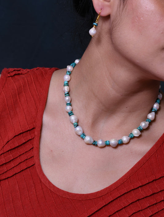 Baroque Pearl-Turquoise Classic Necklace Set