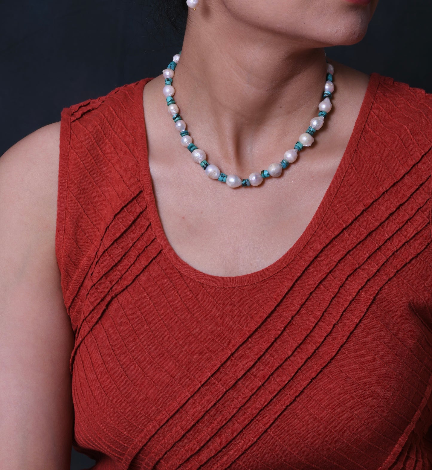 Baroque Pearl-Turquoise Classic Necklace Set