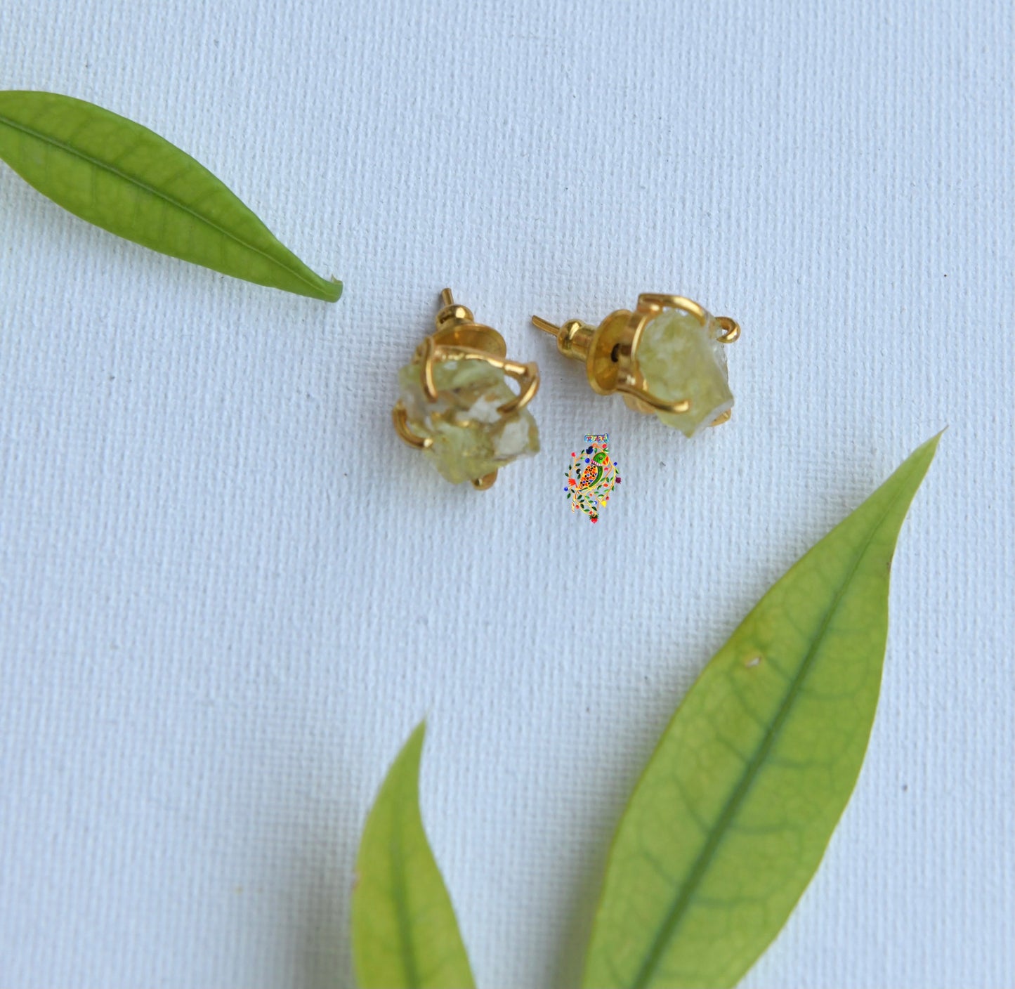 Uncut Lemon Topaz Studs